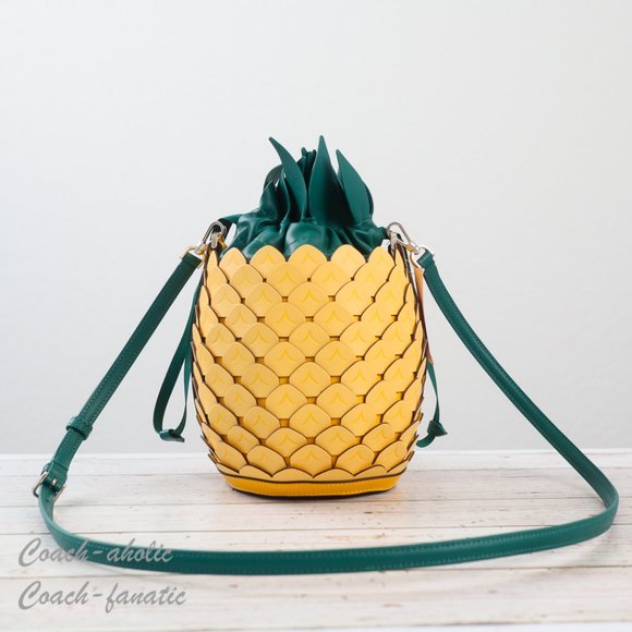 NWT Kate Spade Amazing Colada Novelty Pineapple Leather Crossbody Bucket Bag - Picture 4 of 12